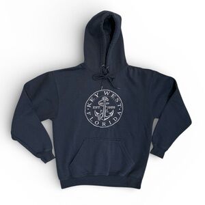 Key West Florida Anchor Hoodie Sweatshirt M Navy Blue Beach Coastal